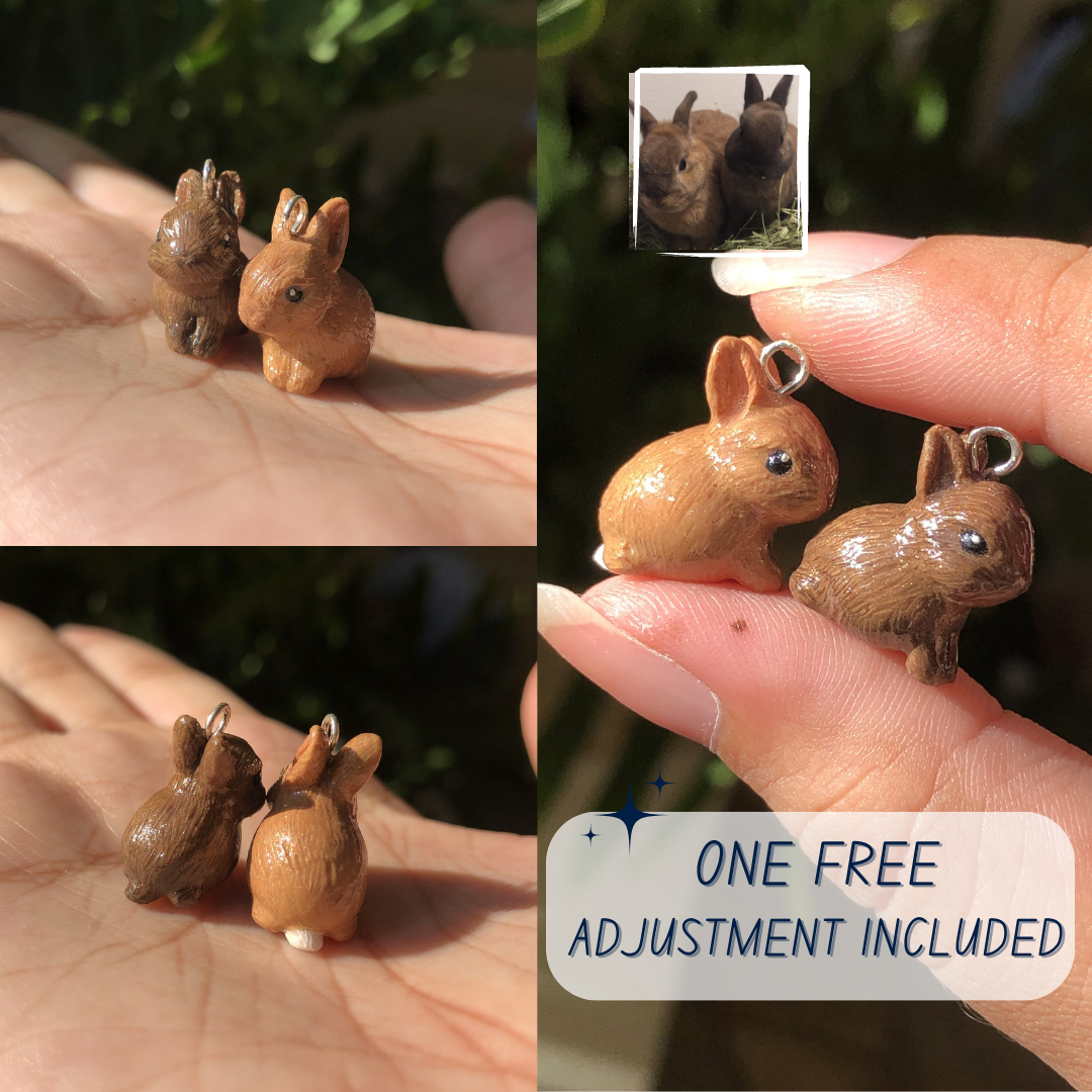 Custom Pet Portrait Bunny/Guinea Pig Polymer Clay Charm