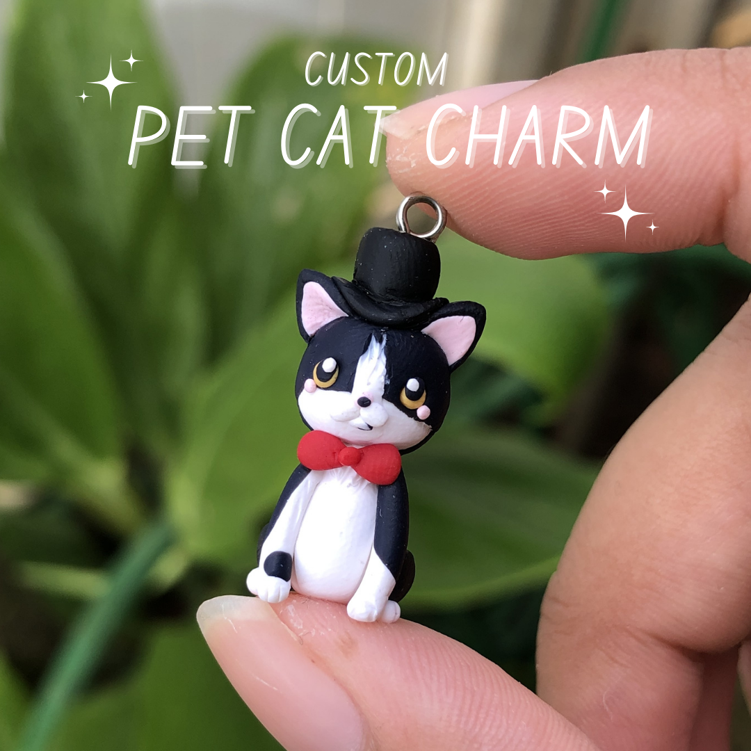 Custom Pet Kitty Full Body Polymer Clay Charm