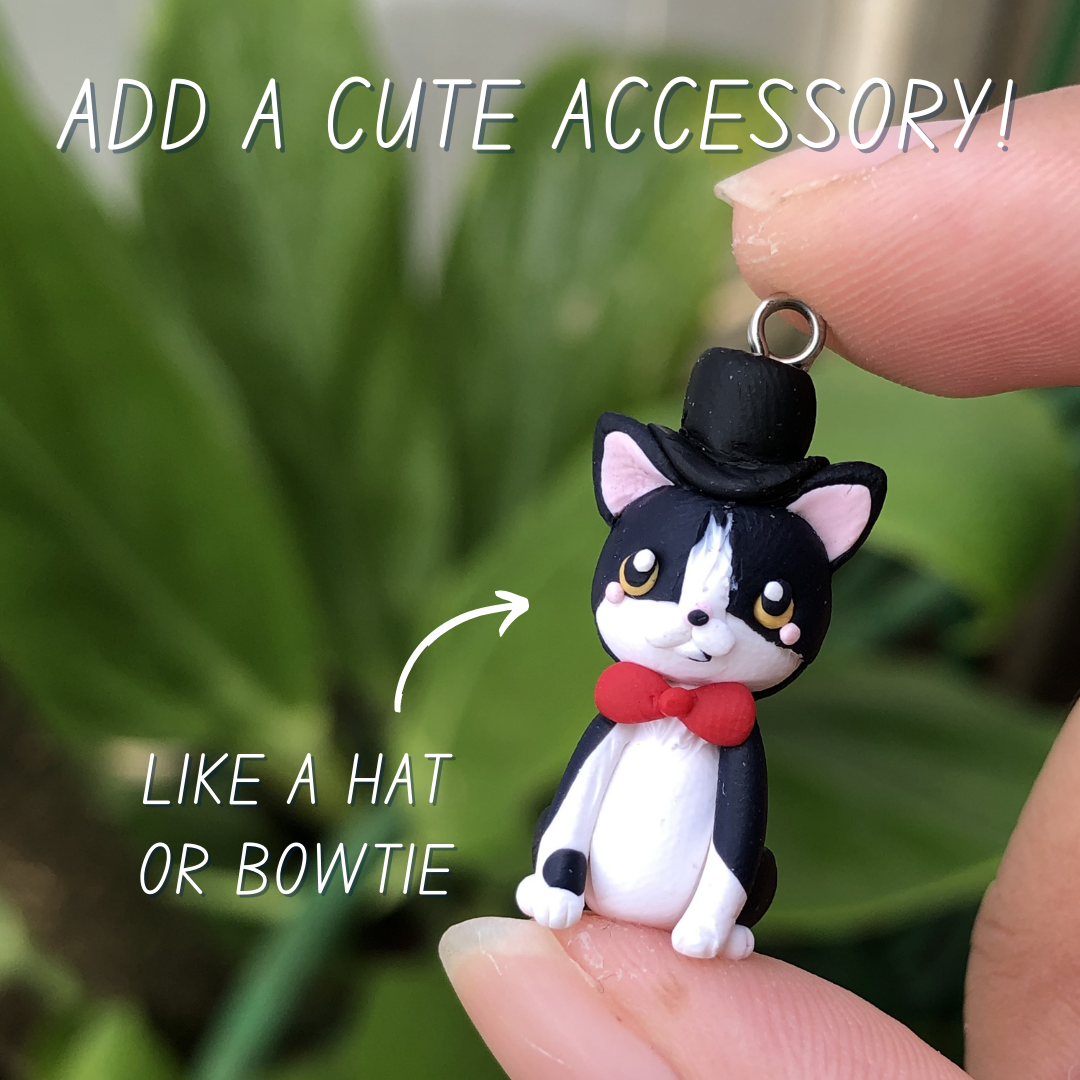 Custom Pet Kitty Full Body Polymer Clay Charm