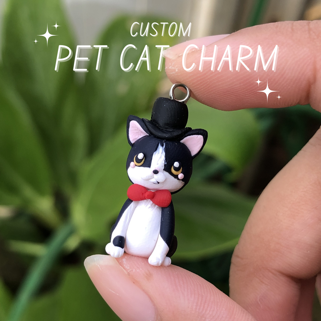 Custom Pet Cat Full Body Polymer Clay Charm