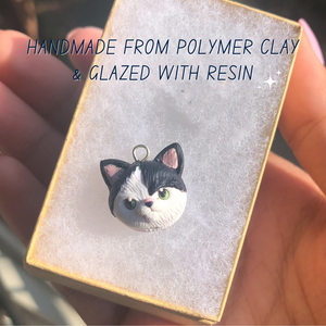 Custom Pet Cat Head Polymer Clay Charm