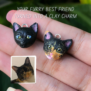 Custom Pet Cat Head Polymer Clay Charm