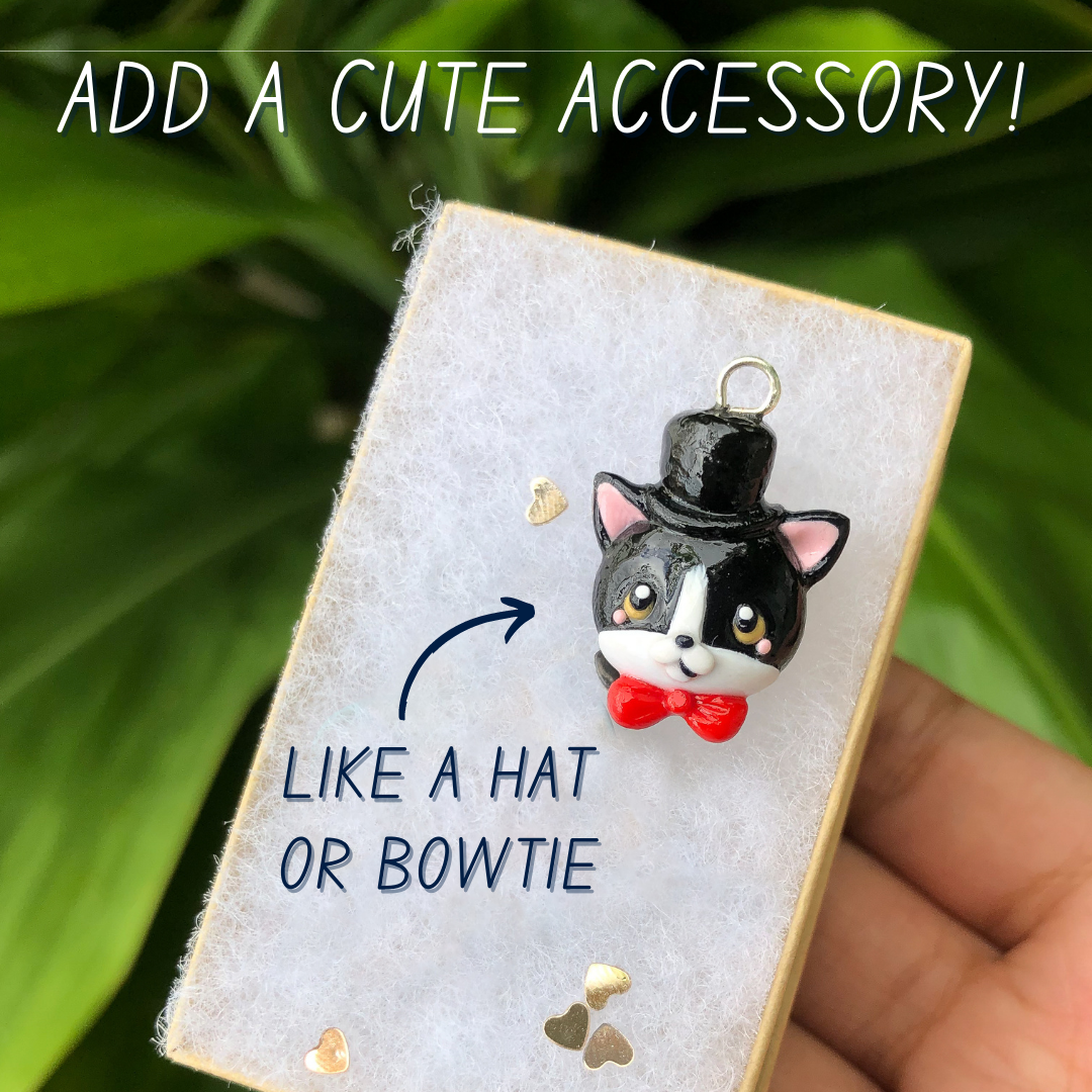 Custom Pet Kitty Head Polymer Clay Charm