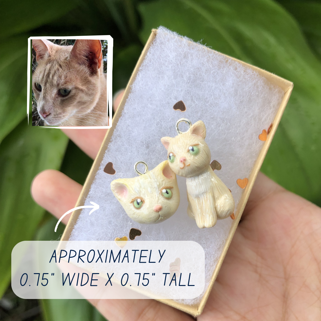 Custom Pet Kitty Head Polymer Clay Charm