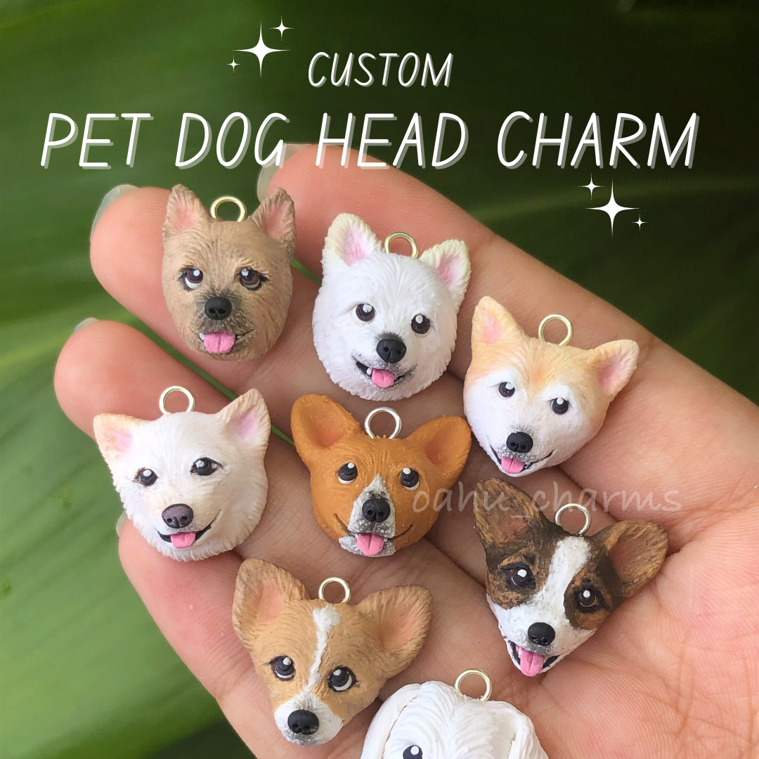 Custom Pet Dog Portrait Polymer Clay Charm