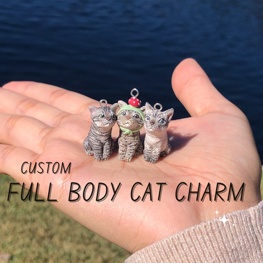 Custom Pet Kitty Full Body Polymer Clay Charm
