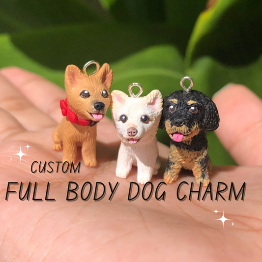 Custom Pet Portrait Dog Full Body Polymer Clay Charm