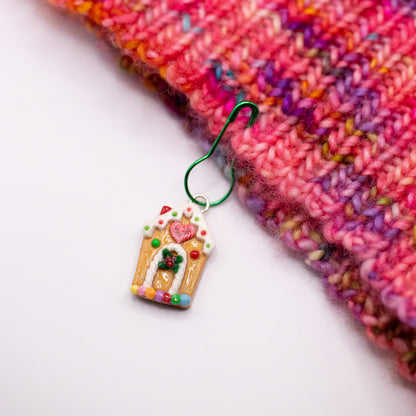 Gingerbread Gumdrop House Clay Charm | Stitch Marker