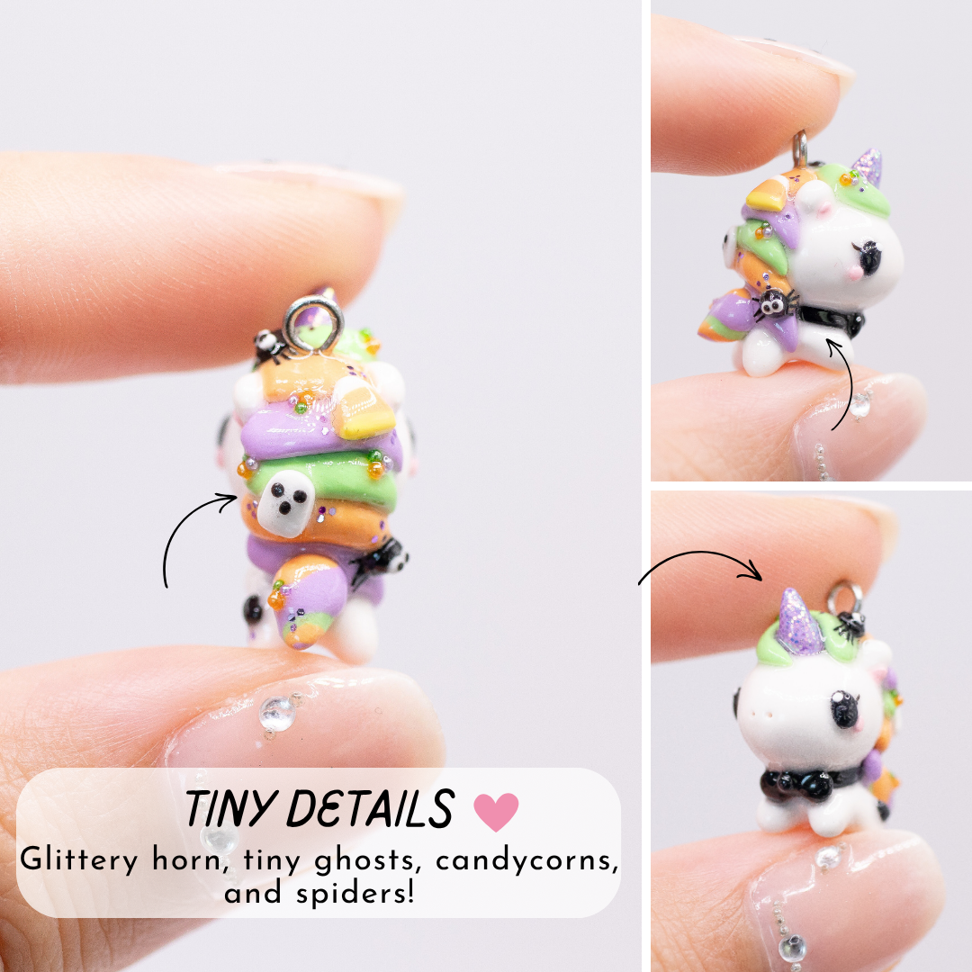 Spooky Unicorn Clay Charm
