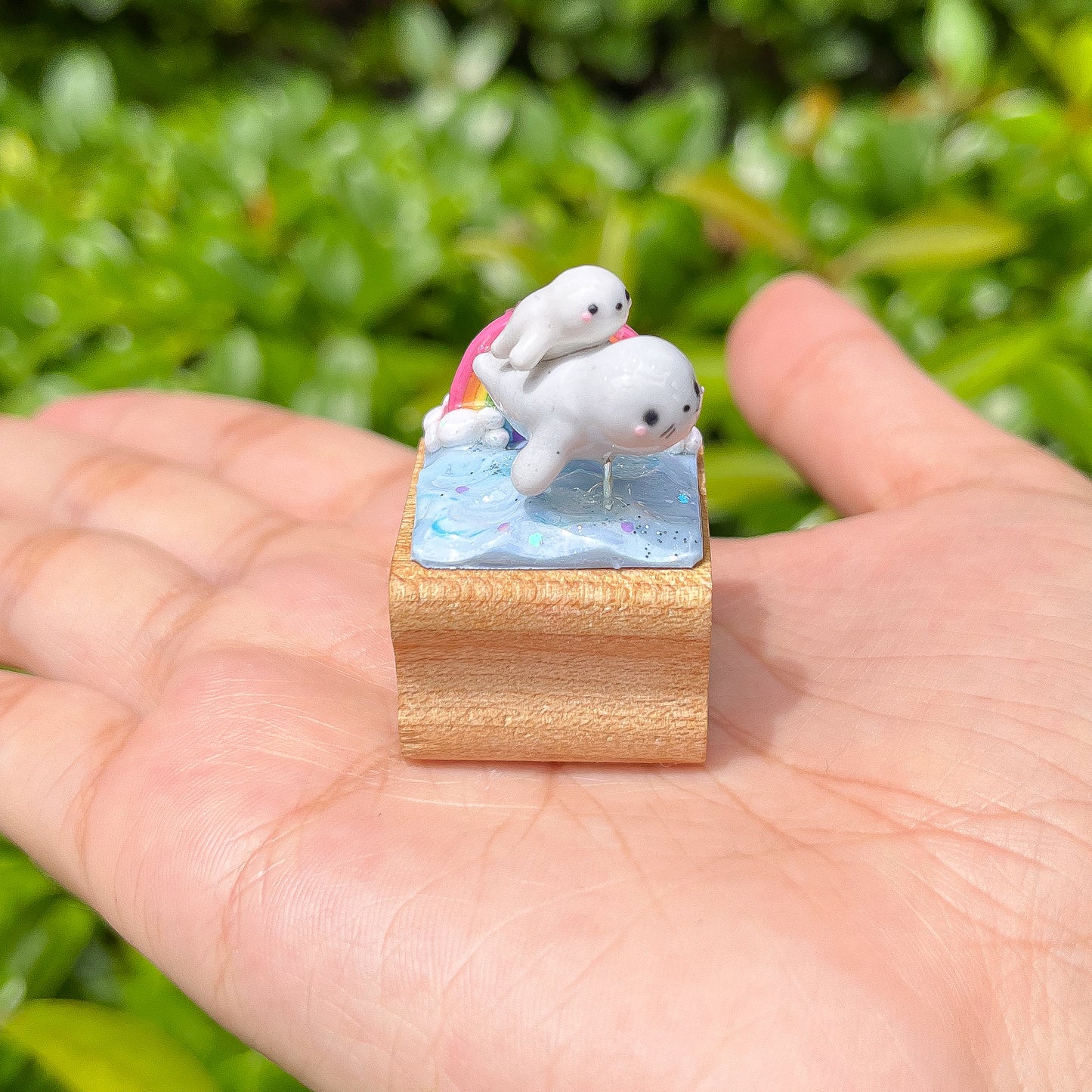 Monk Seals Ocean Rainbow Figurine