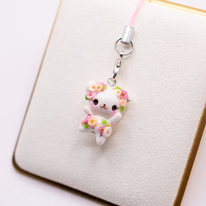Summer Peachy-Pink Daisy Floral Bear Charm