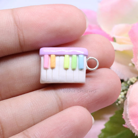 Rainbow Piano Keyboard Polymer Clay Charm