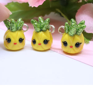 Pineapple with Glittery Leaves Polymer Clay Charm (4 Styles Available)