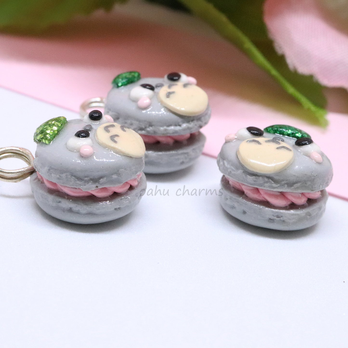 Totoro Glitter Macaron Polymer Clay Charm