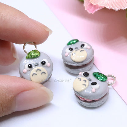 Totoro Glitter Macaron Polymer Clay Charm