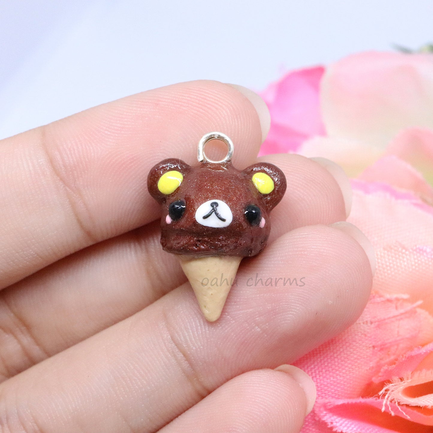 Brown Bear Ice Cream Polymer Clay Charm