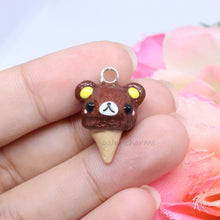 Load image into Gallery viewer, Brown Bear Ice Cream Polymer Clay Charm
