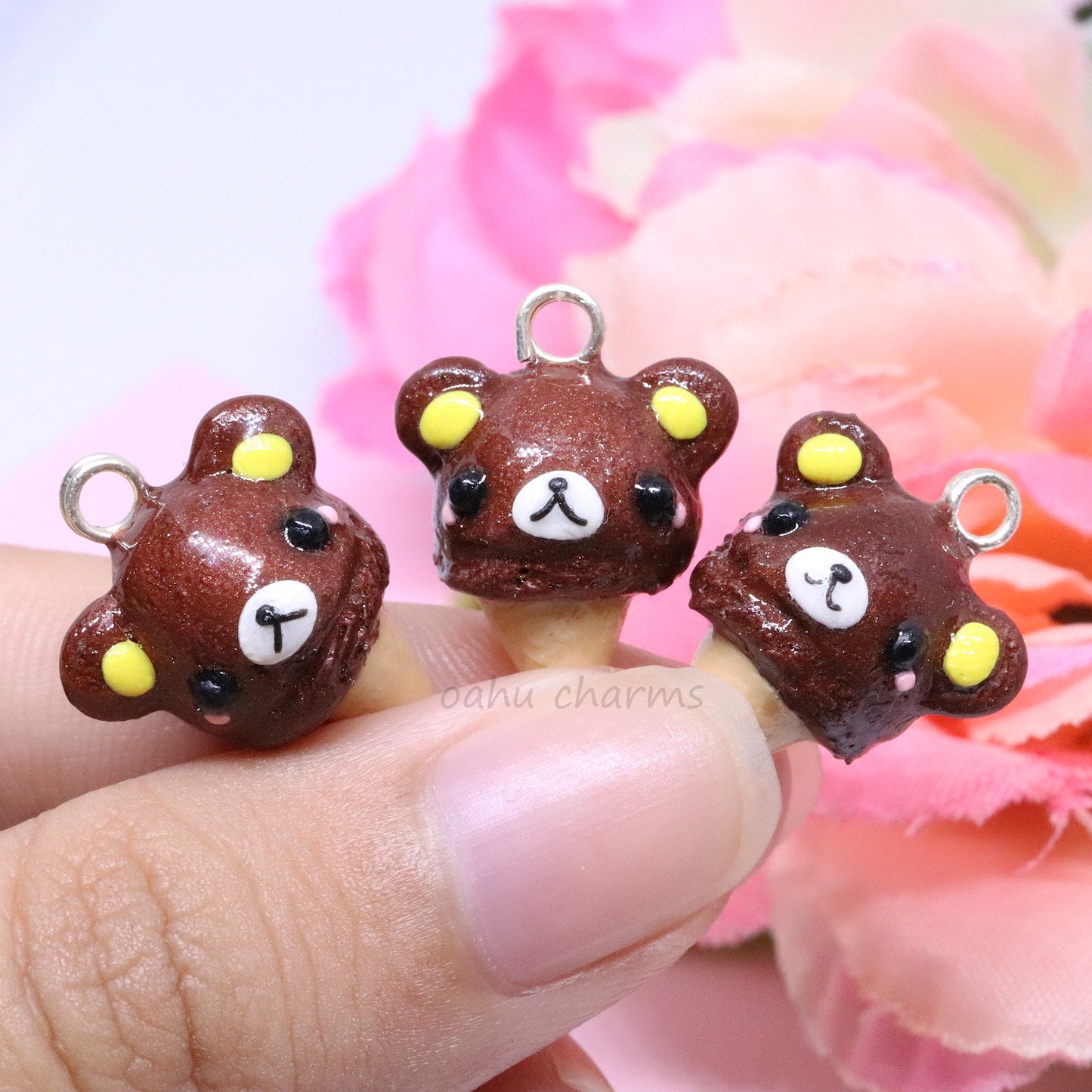 Brown Bear Ice Cream Polymer Clay Charm