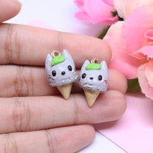 Load image into Gallery viewer, Grey Bunny IceCream Polymer Clay Charm
