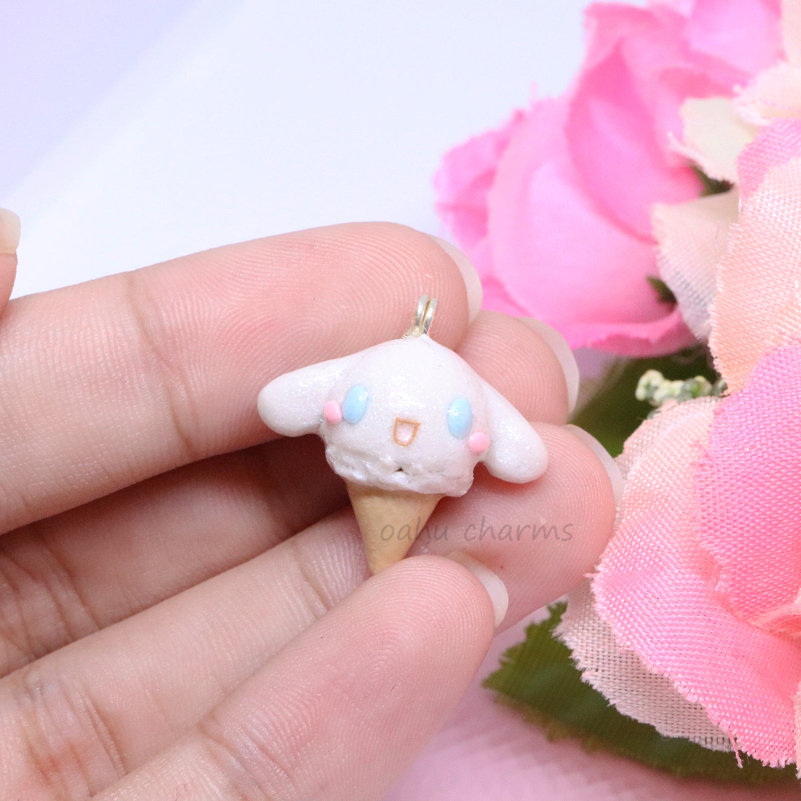 White Puppy Ice Cream Polymer Clay Charm – Oahu Charms