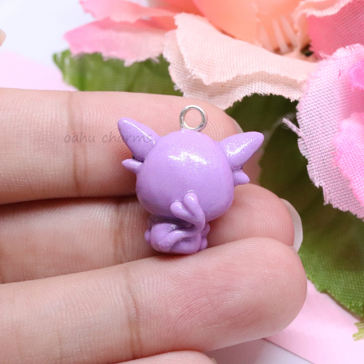 Purple Espeon Fox Polymer Clay Charm