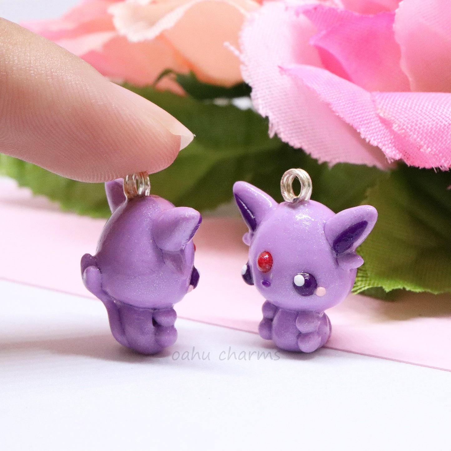 Purple Espeon Fox Polymer Clay Charm