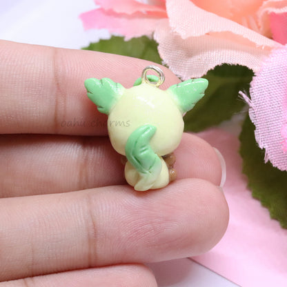 Green Leafeon Fox Polymer Clay Charm