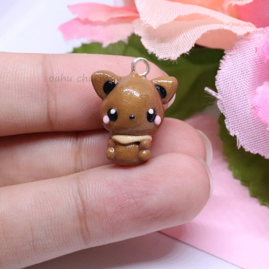 Brown Eevee Fox Polymer Clay Charm