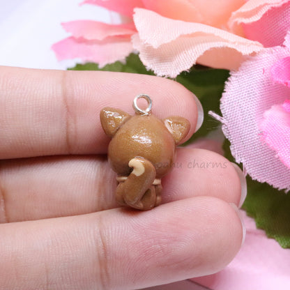 Brown Eevee Fox Polymer Clay Charm