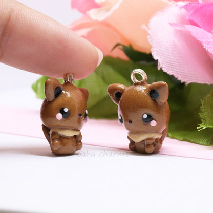 Brown Eevee Fox Polymer Clay Charm