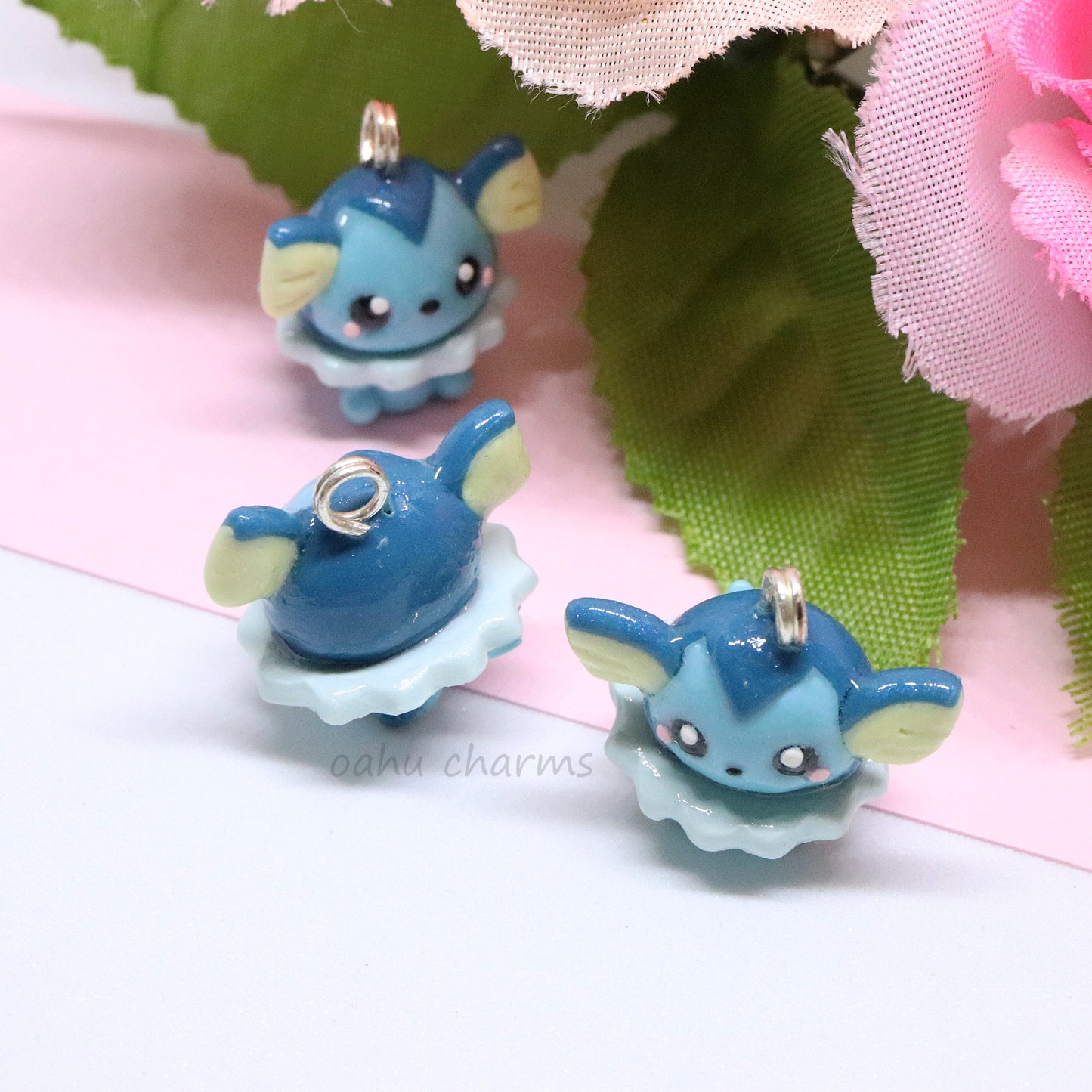 Vaporeon Inspired Pokemon Polymer Clay Charm