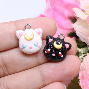 Luna and Artemis Kitty Polymer Clay Charms