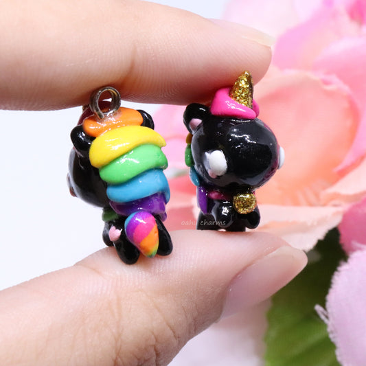 Dark Vibrant Rainbow Unicorn Polymer Clay Charm (6 Styles Available)