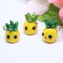 Load image into Gallery viewer, Pineapple with Glittery Leaves Polymer Clay Charm (4 Styles Available)
