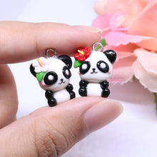 Load image into Gallery viewer, Panda with Hibiscus Polymer Clay Charm (2 Styles Available)
