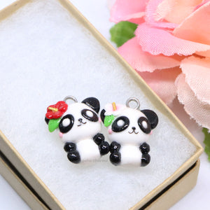 Panda with Hibiscus Polymer Clay Charm (2 Styles Available)