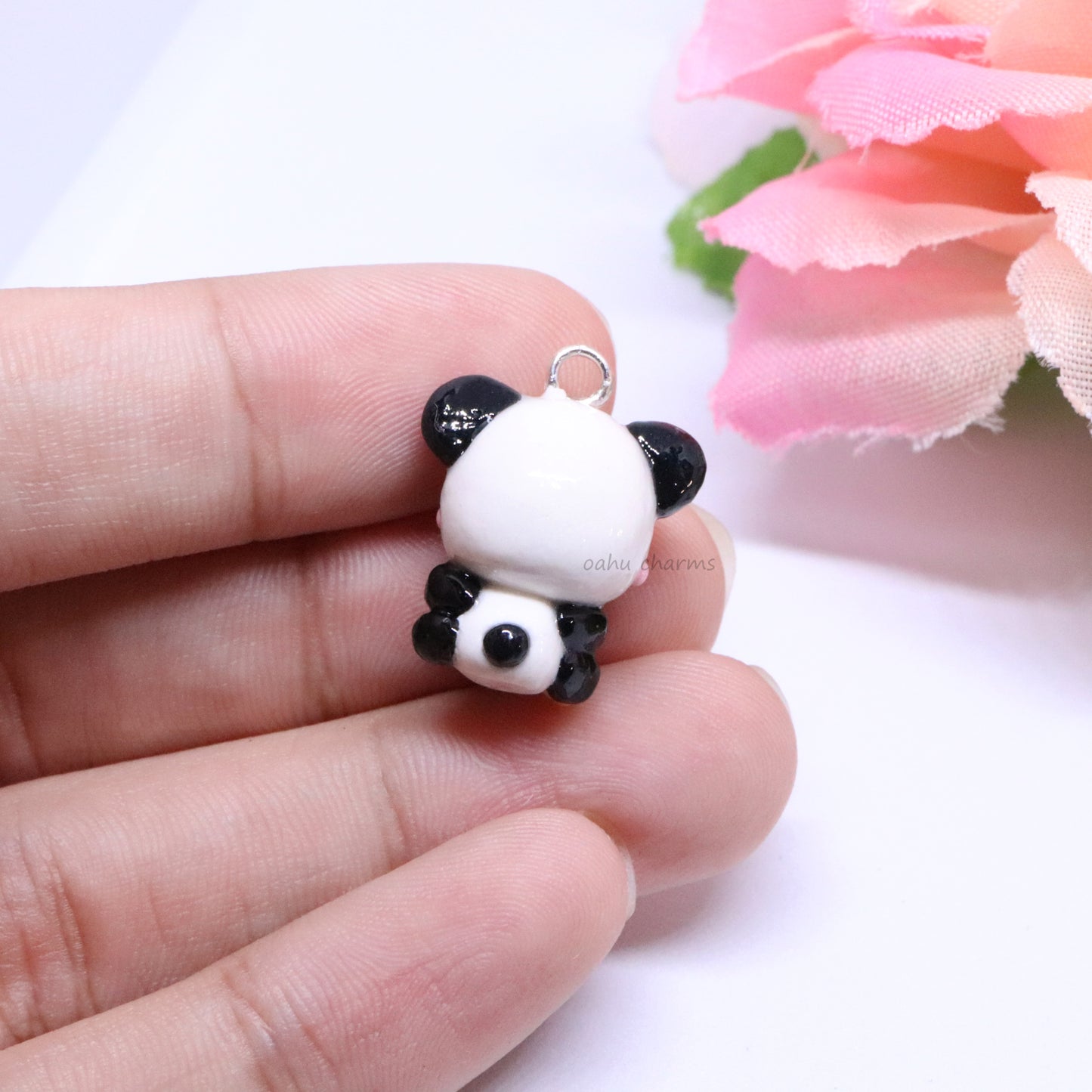 Panda Holding Bamboo Polymer Clay Charm