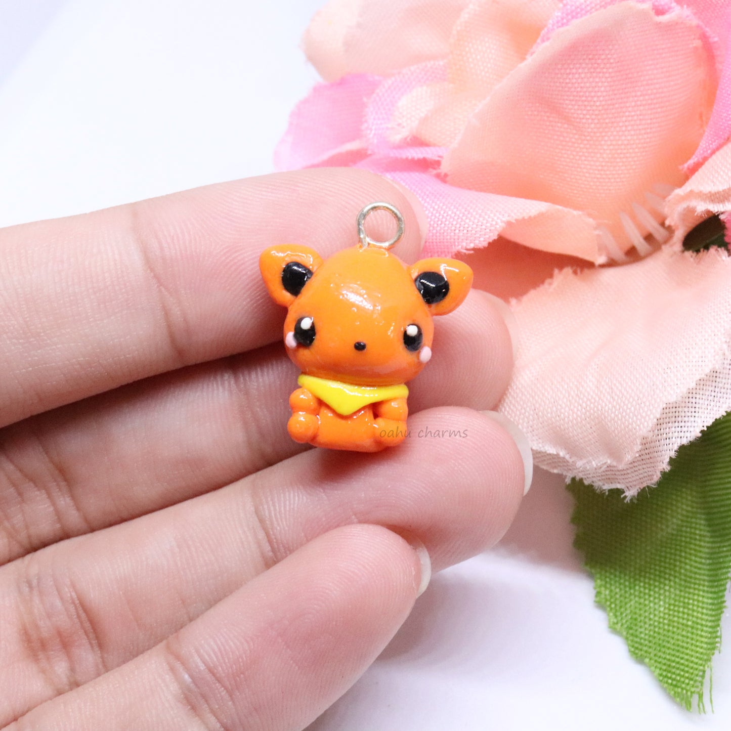 Flareon Fox Pokemon Polymer Clay Charm