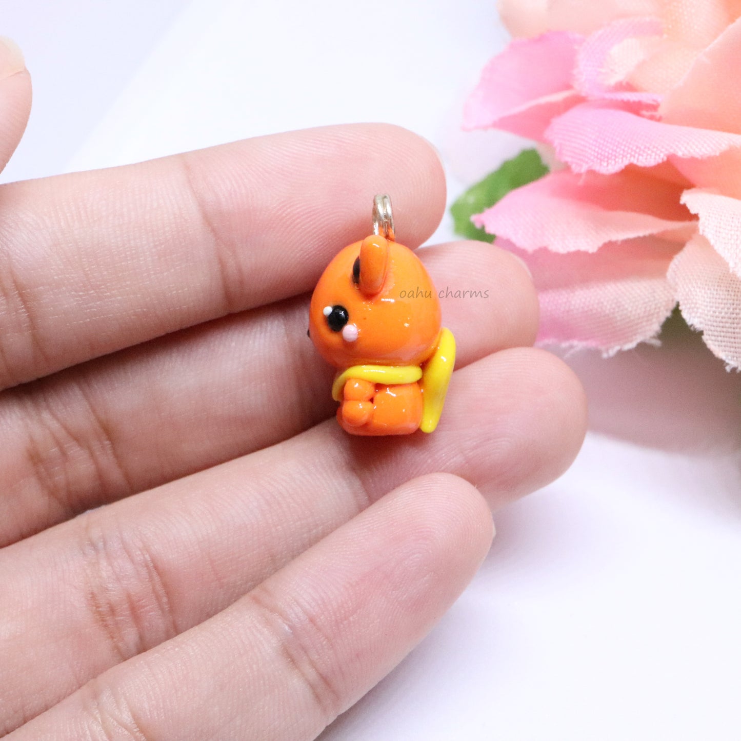 Flareon Fox Pokemon Polymer Clay Charm