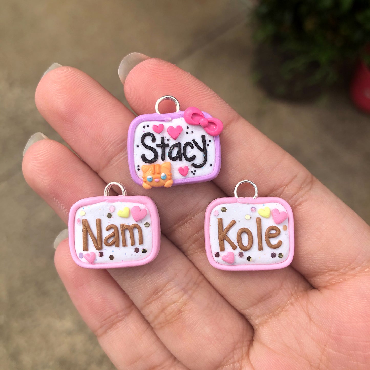 Custom Nametag Polymer Clay Charm