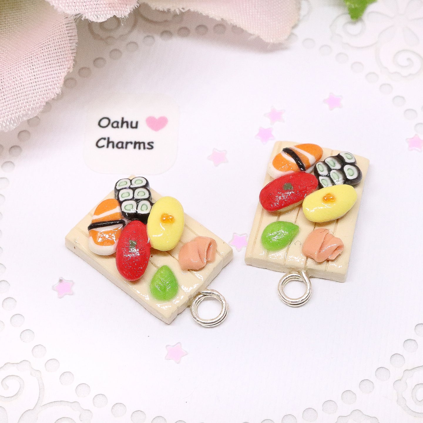Sushi Platter 4 Piece Polymer Clay Charm
