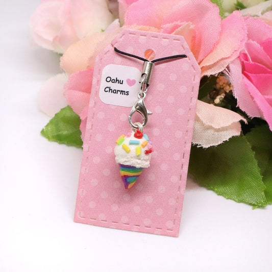 Rainbow Ice Cream Polymer Clay Charm