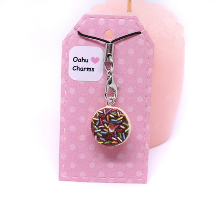 Chocolate Donut Polymer Clay Charm