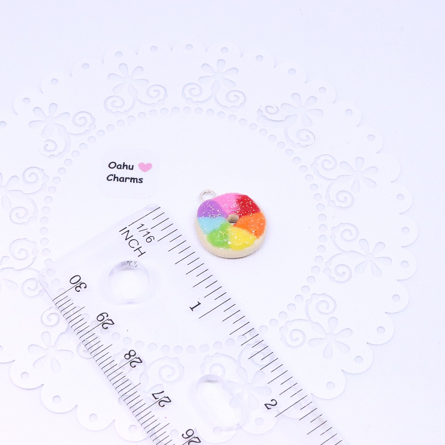 Rainbow Donut Polymer Clay Charm