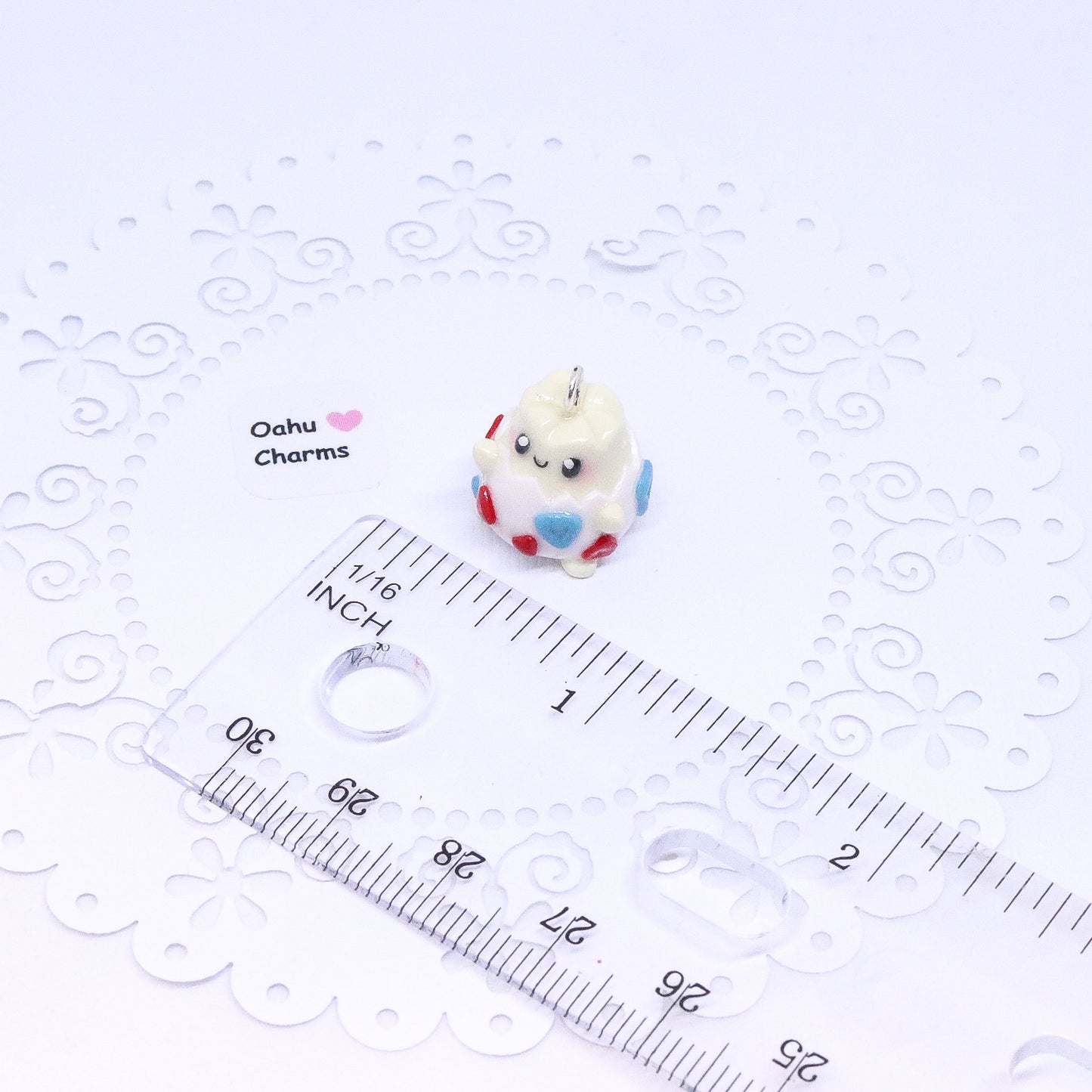 Togepi Inspired Egg Polymer Clay Charm