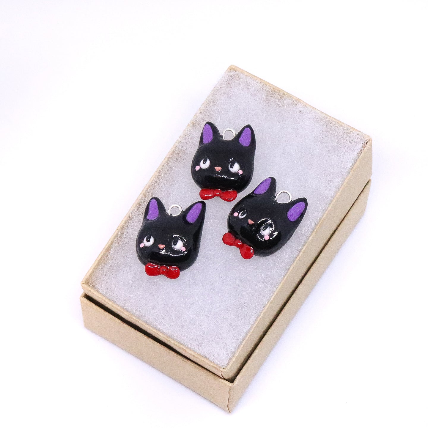 Black Delivery Cat Polymer Clay Charm
