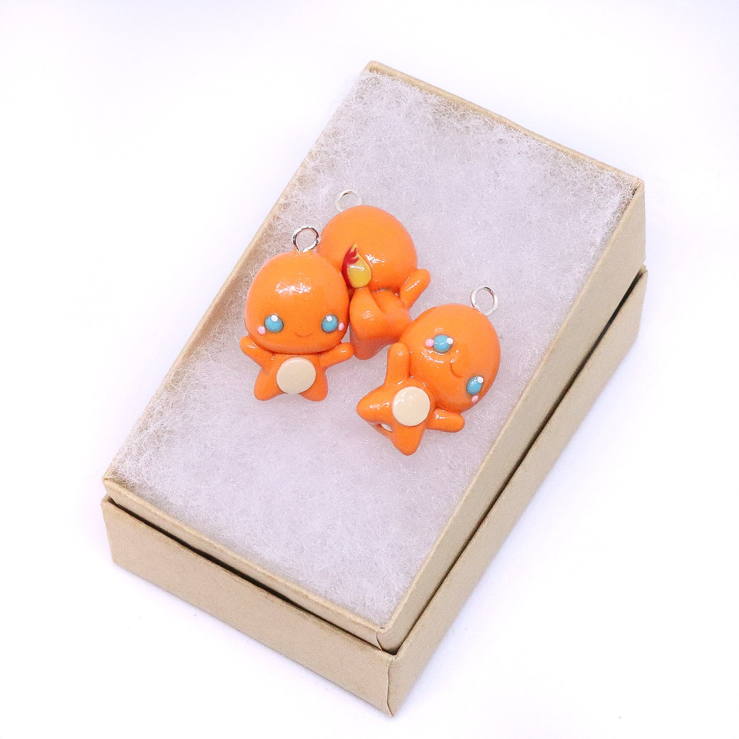 Orange Charmander Dino Polymer Clay Charm