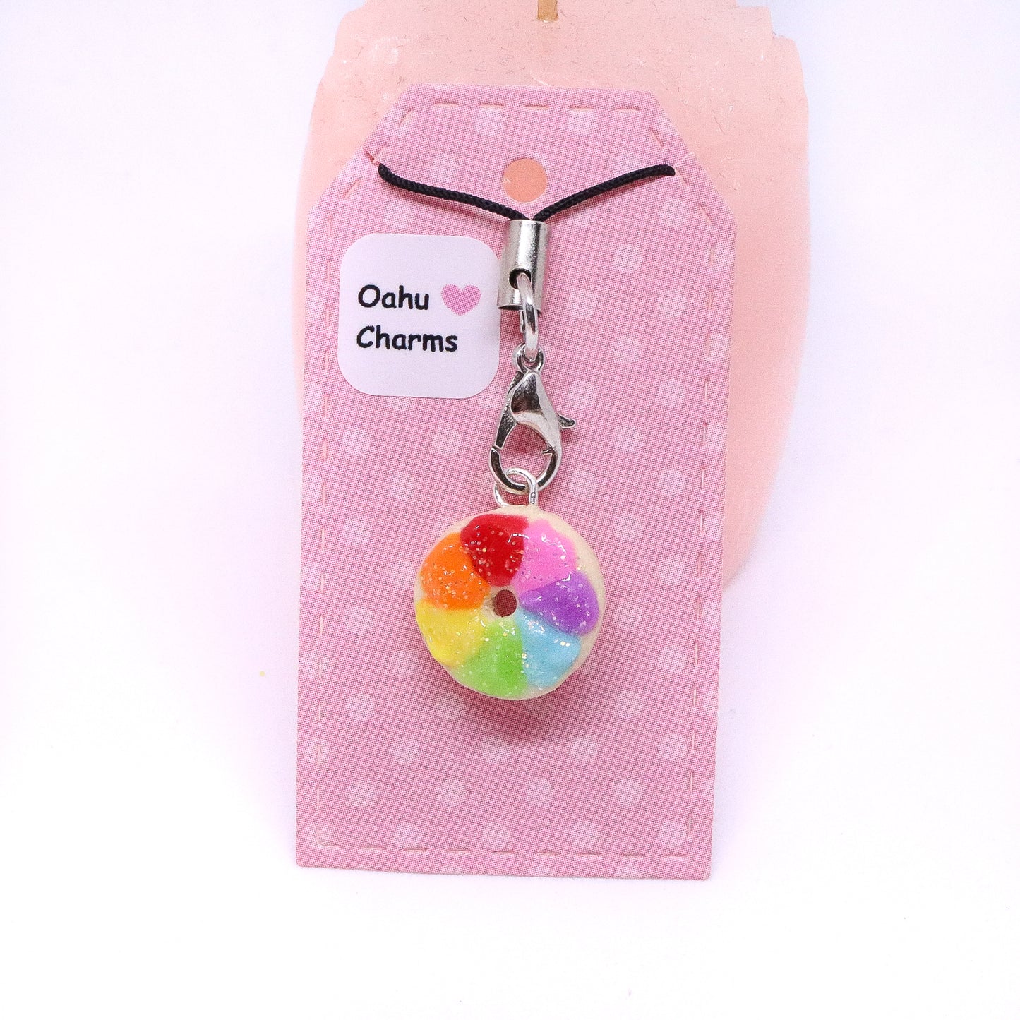 Rainbow Donut Polymer Clay Charm