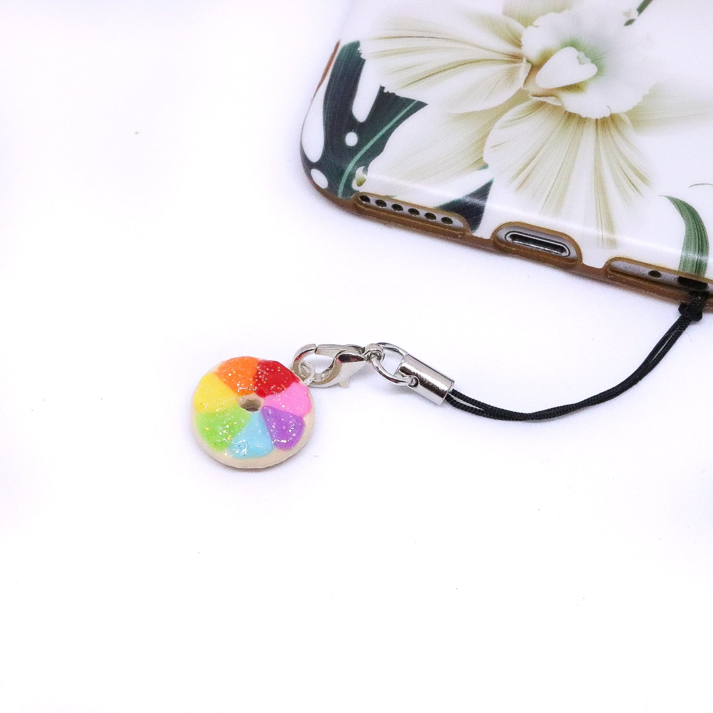 Rainbow Donut Polymer Clay Charm