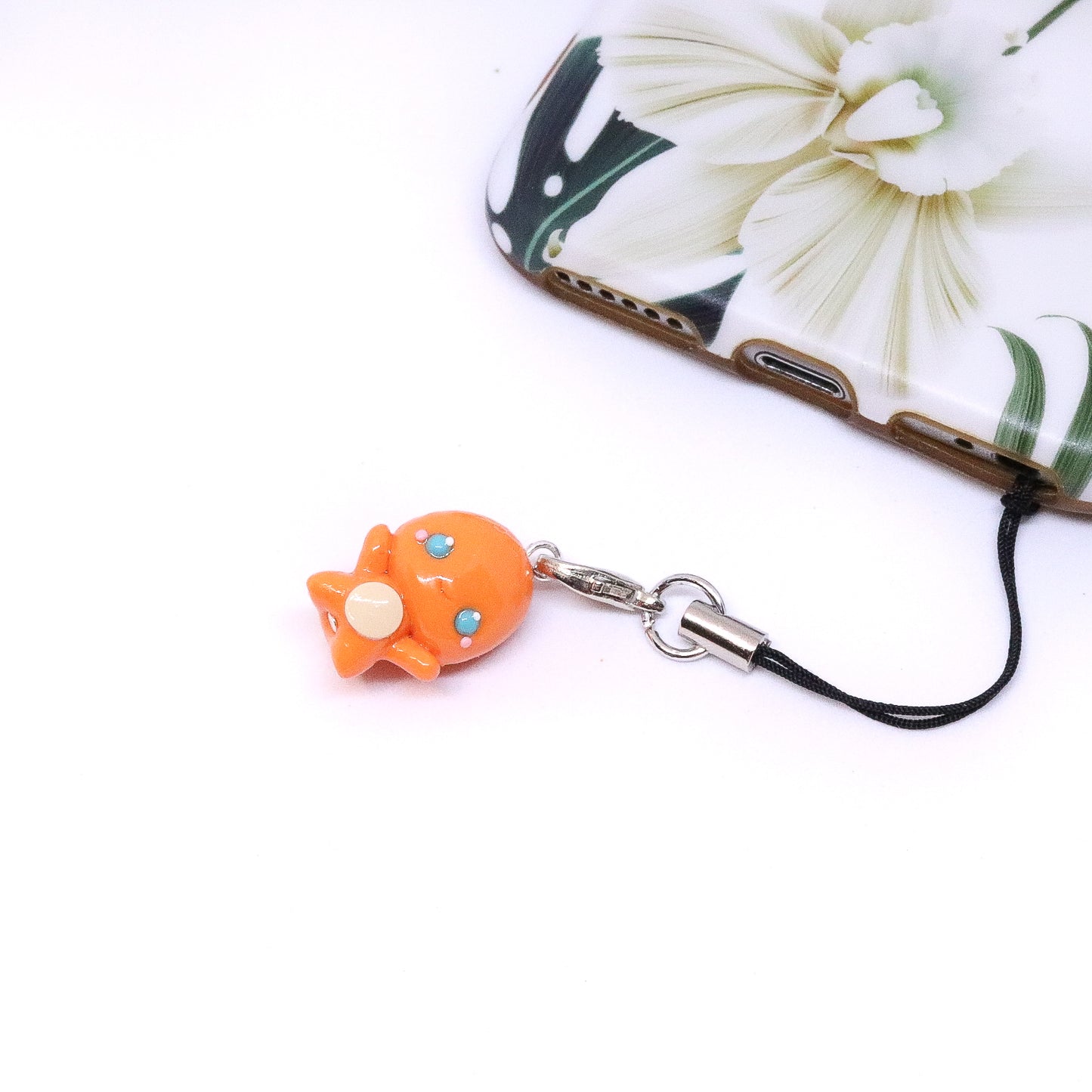 Orange Charmander Dino Polymer Clay Charm